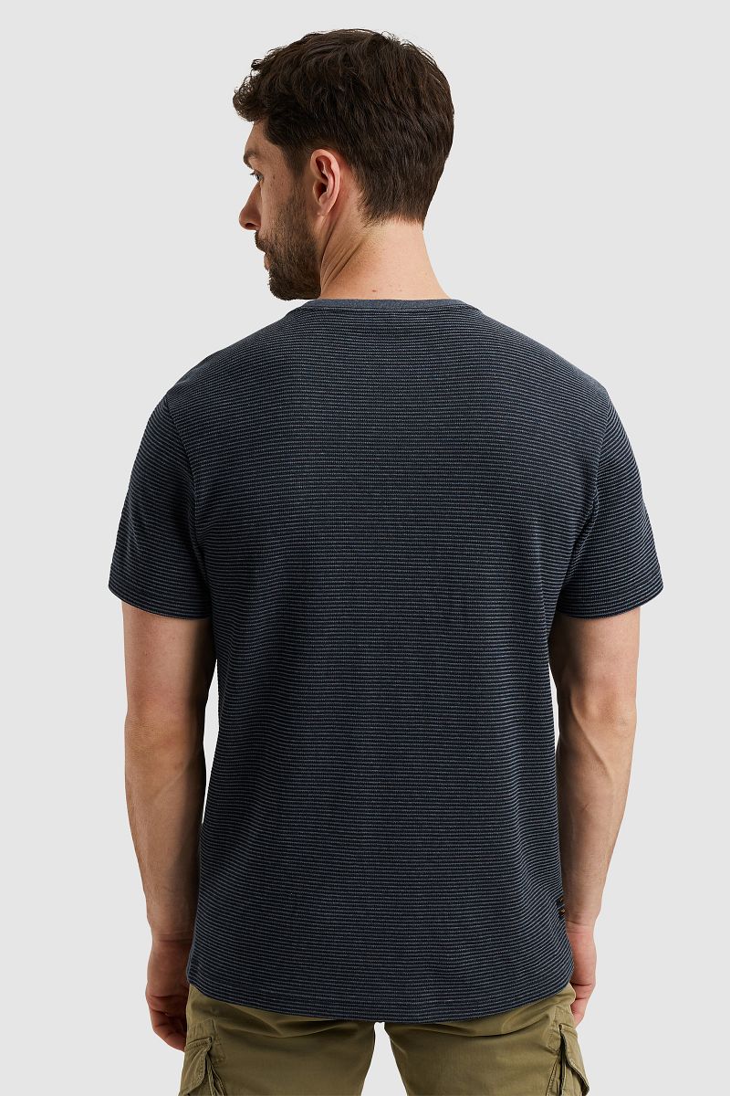 PME Legend T-Shirt Textured Stripe Navy