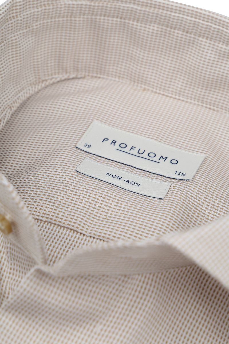 Profuomo Dobby Overhemd Print Beige