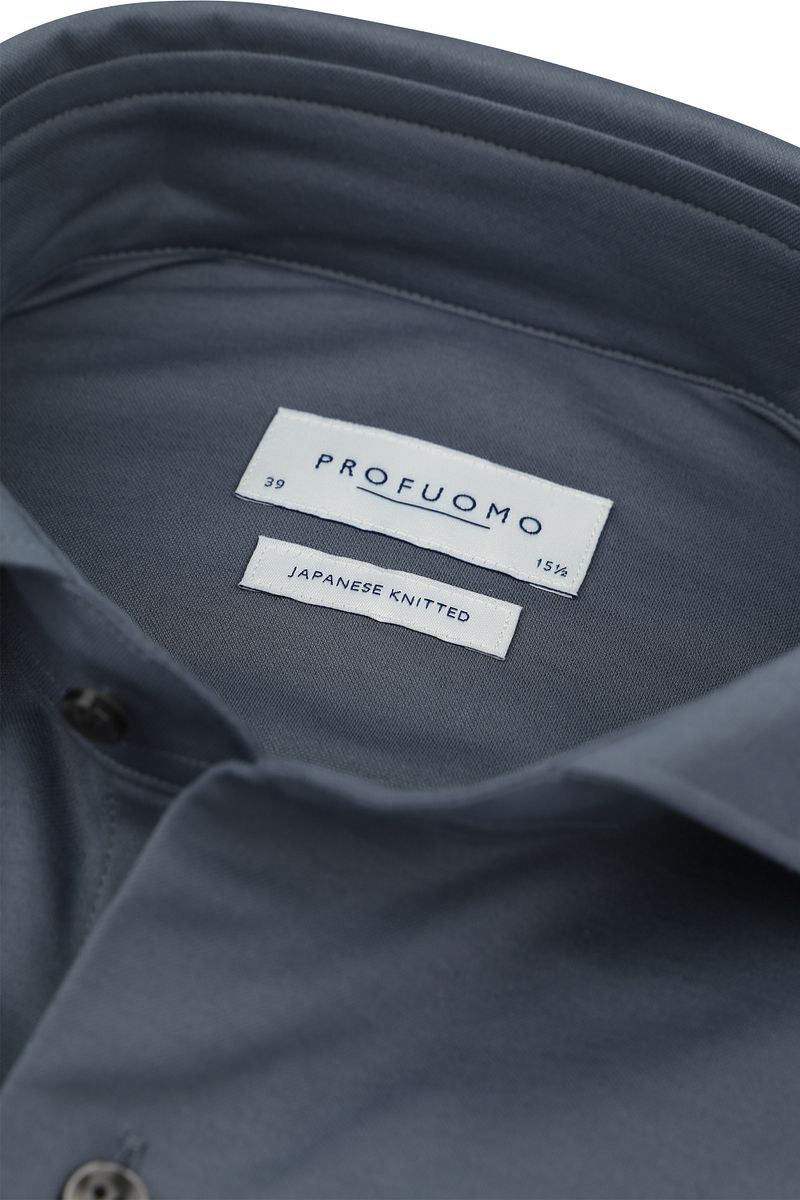 Profuomo Japanese Knitted Overhemd Denim Blauw