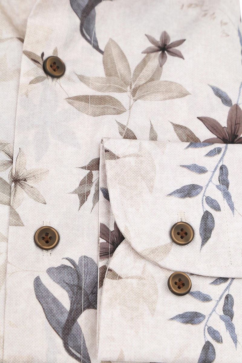 Profuomo Overhemd Bloemenprint Beige