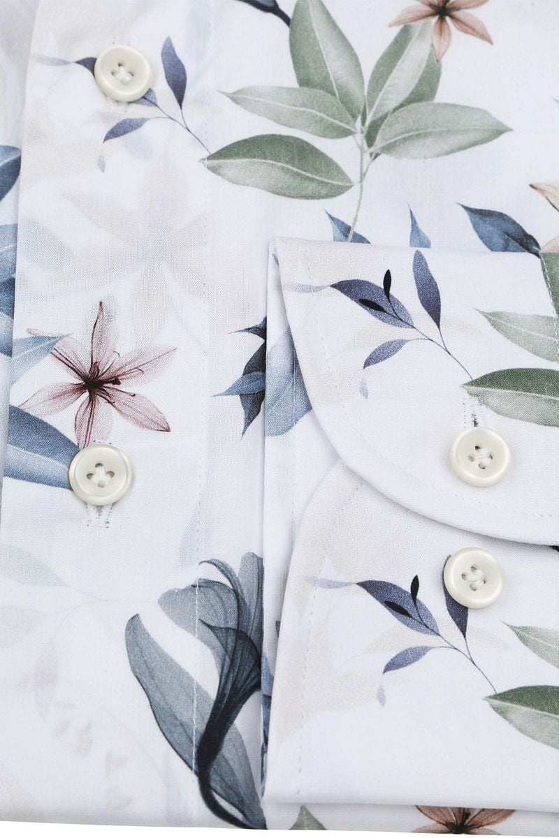 Profuomo Overhemd Bloemenprint Wit