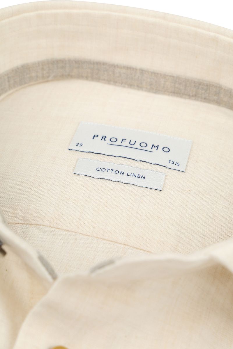 Profuomo Overhemd Linnen Blend Ecru