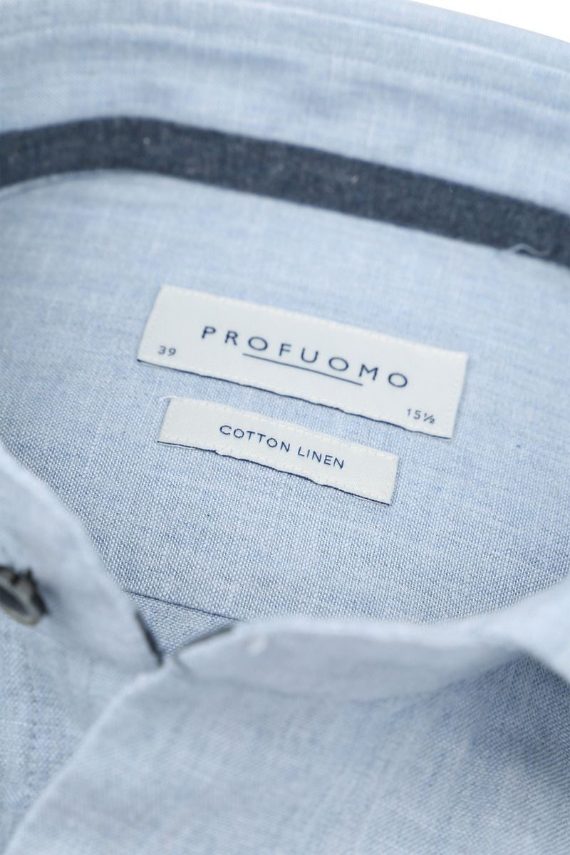 Profuomo Overhemd Linnen Blend Lichtblauw