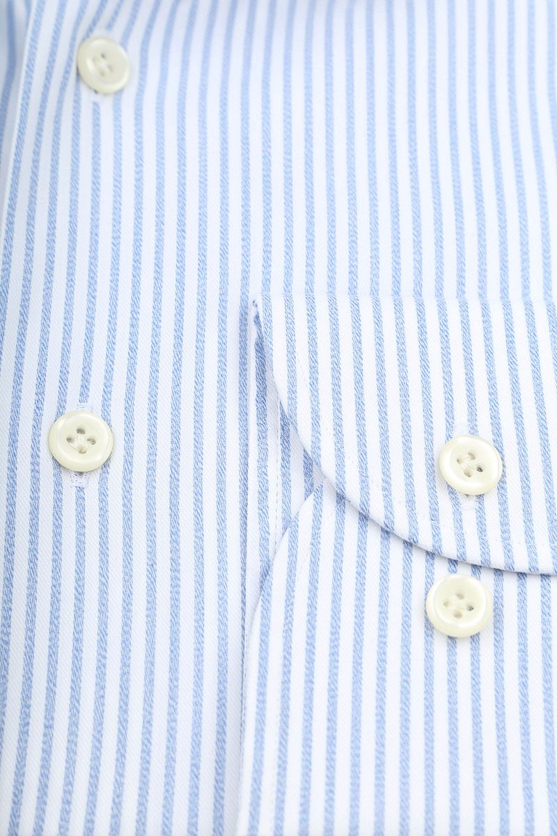 Profuomo Shirt Extra Lange Mouwen Travel Streep Lichtblauw