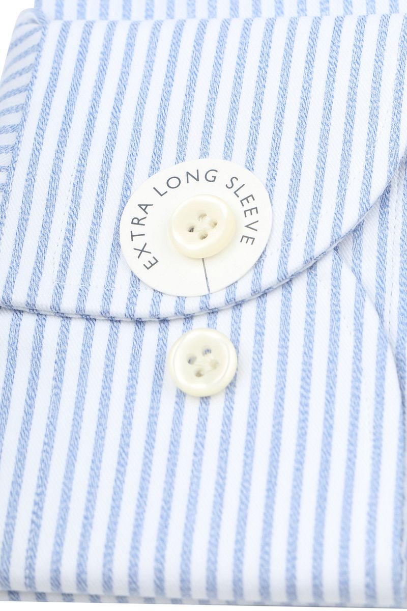 Profuomo Shirt Extra Lange Mouwen Travel Streep Lichtblauw