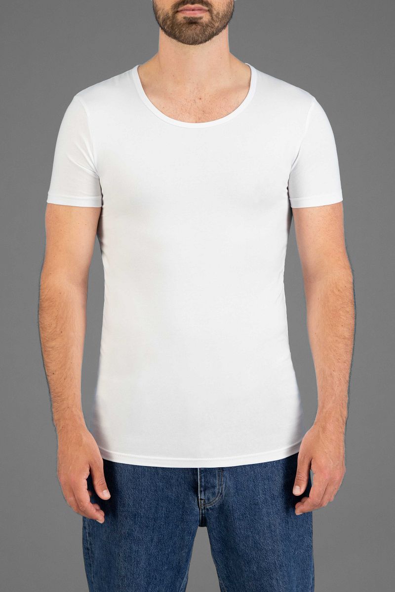 Garage Stretch Basic T-Shirt Schwarz Tiefer Rundhals - Größe M günstig online kaufen
