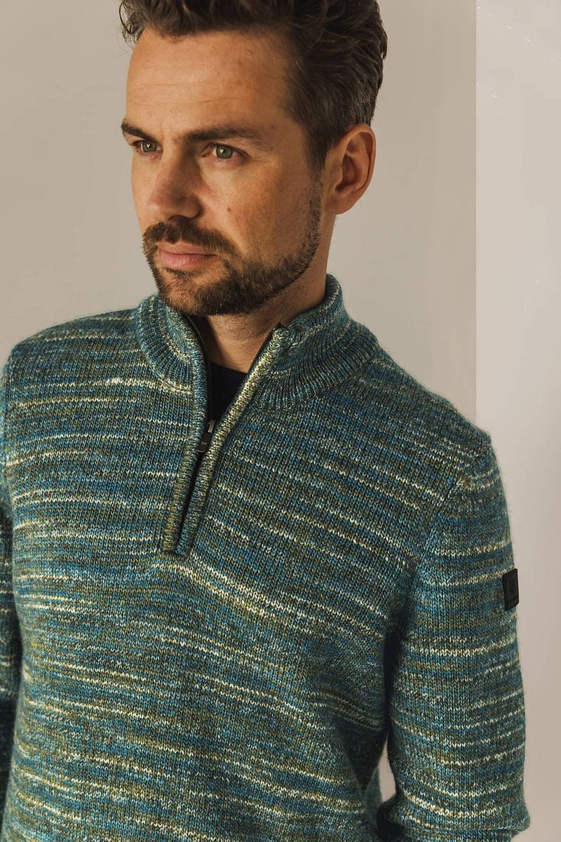 State of Art Half Zip Trui Melange Groen