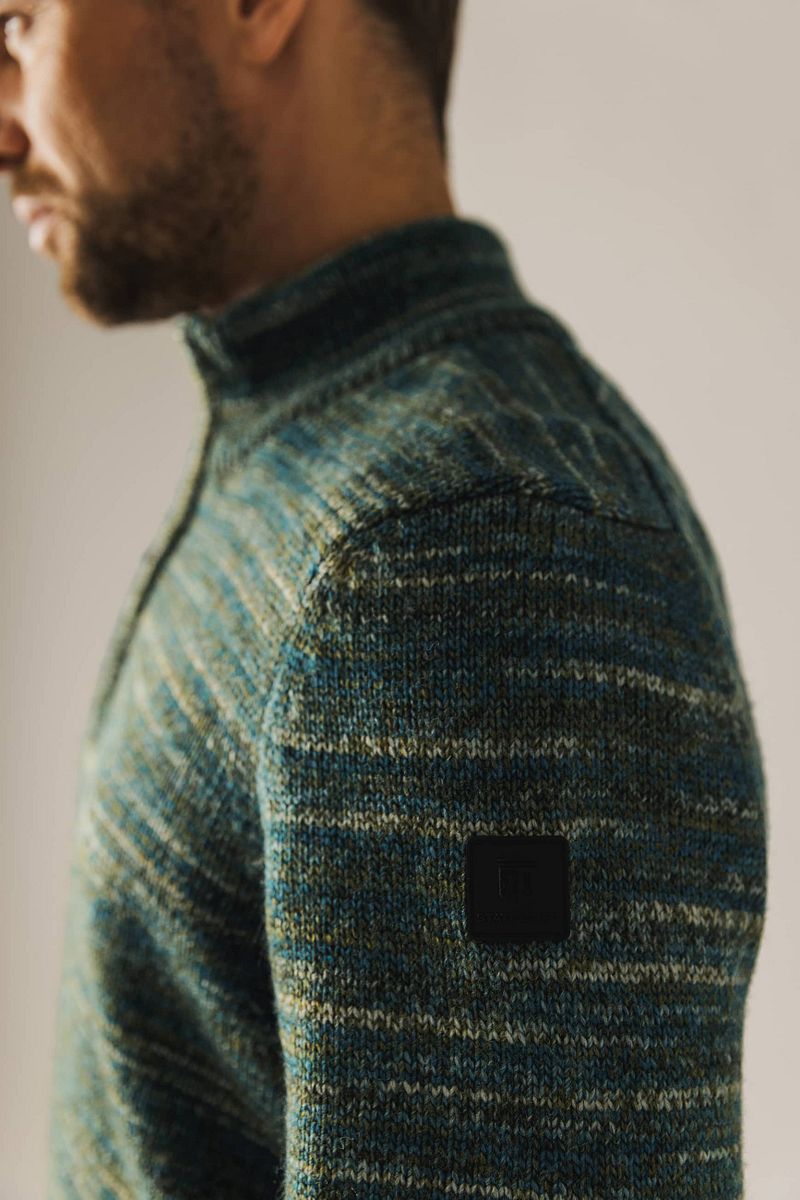 State of Art Half Zip Trui Melange Groen