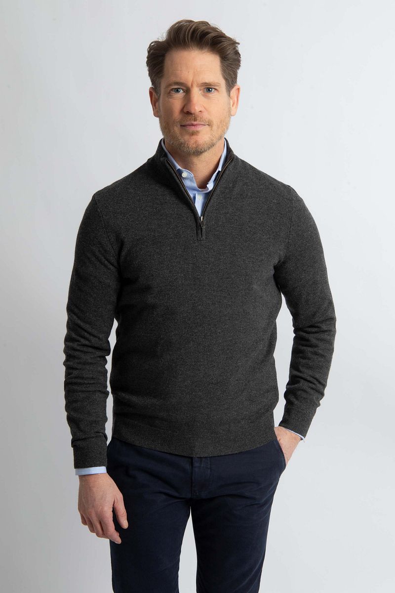 Steppin' Out Half Zip Trui Merinowol Antraciet