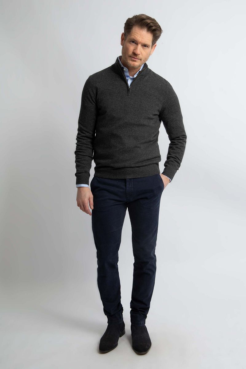 Steppin' Out Half Zip Trui Merinowol Antraciet
