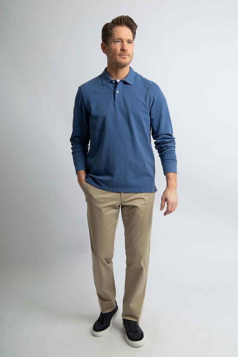 Steppin' Out Longsleeve Polo Piqué Classic Mid Blauw