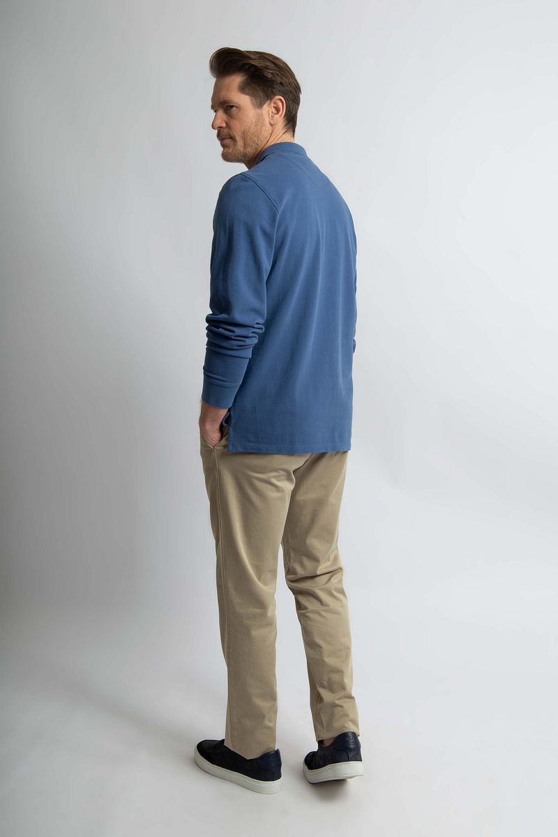 Steppin' Out Longsleeve Polo Piqué Classic Mid Blauw