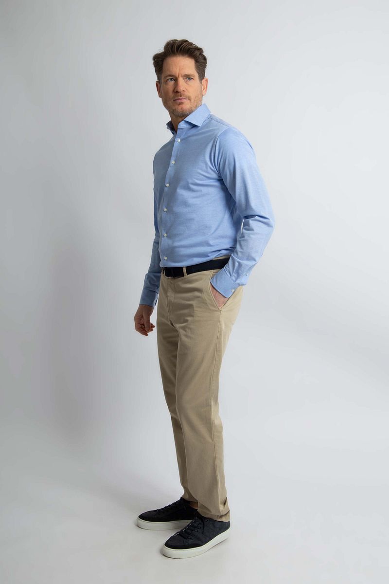 Steppin' Out Overhemd Stretch Piqué Lichtblauw