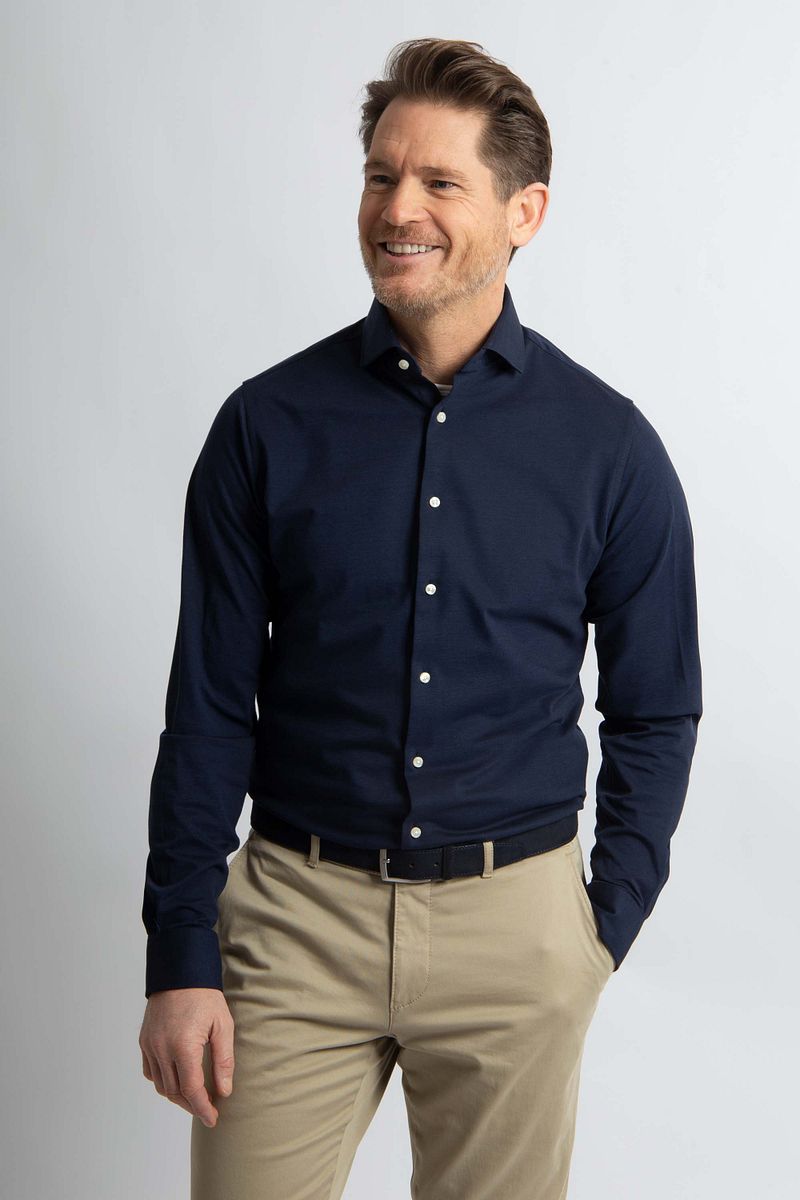 Steppin' Out Overhemd Stretch Piqué Navy