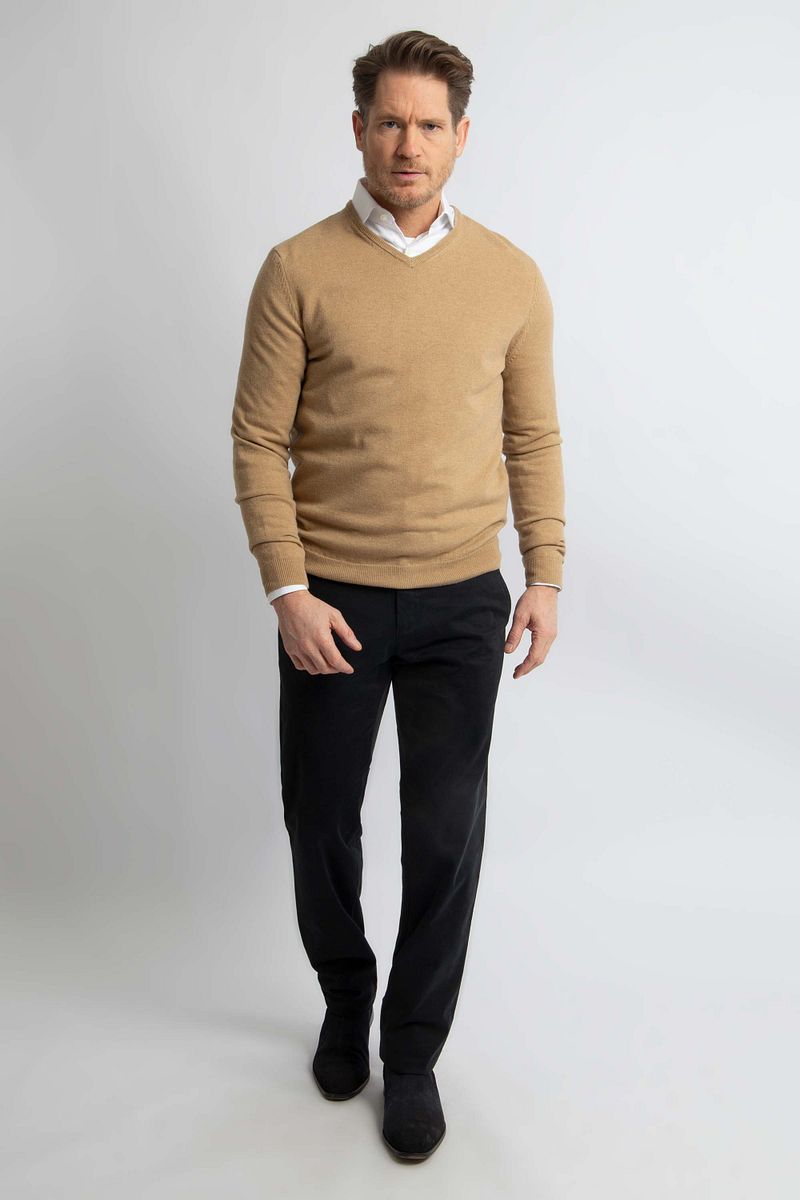 Steppin' Out Pullover V-hals Merinowol Beige