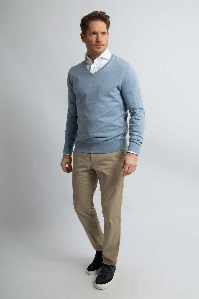 Steppin' Out Trui Cotton Cashmere V-hals Sky Blue