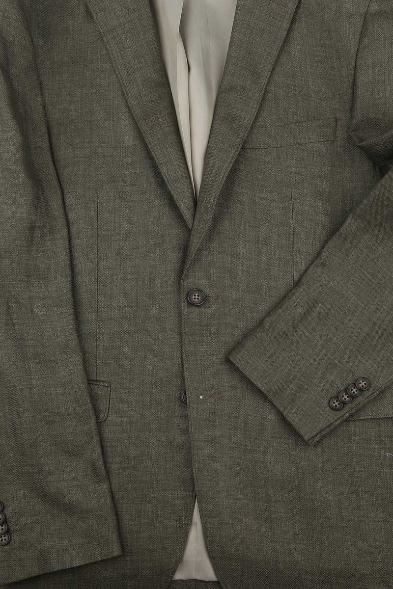 Suitable Blazer Linnen Panama Olijfgroen