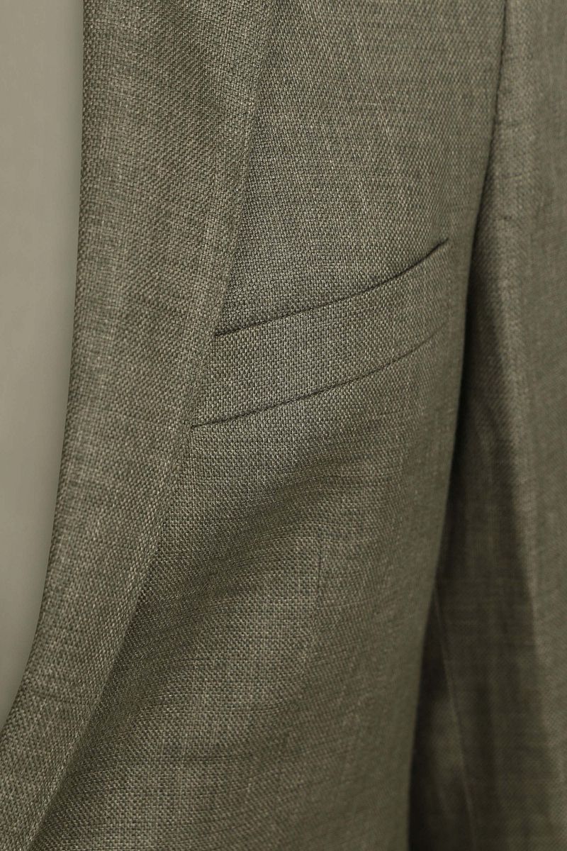 Suitable Blazer Linnen Panama Olijfgroen