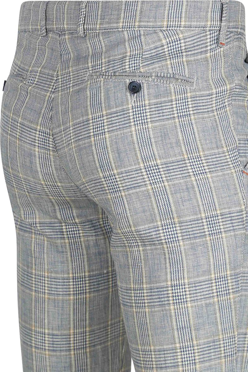 Suitable Chino Linen Blend Ruiten Blauw