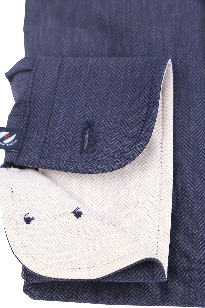 Suitable Herringbone Overhemd Navy