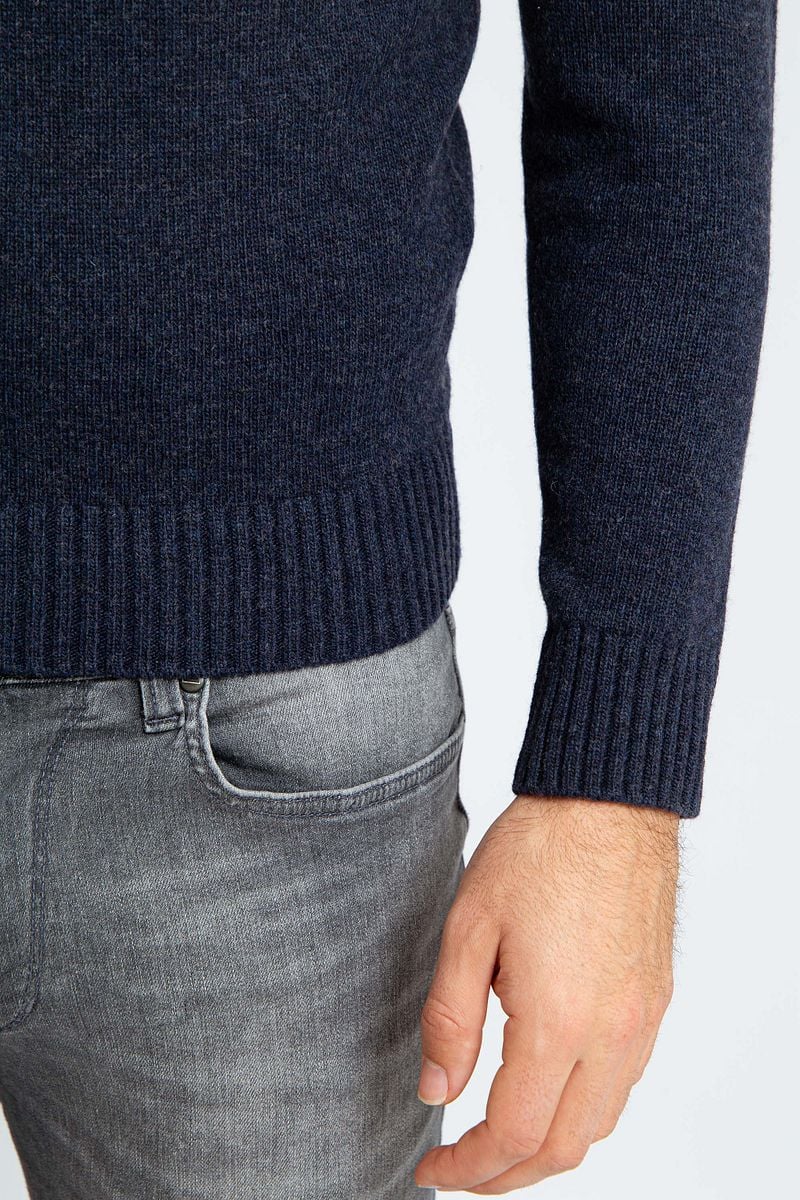 Suitable Lamswol Trui Ronde Hals Navy