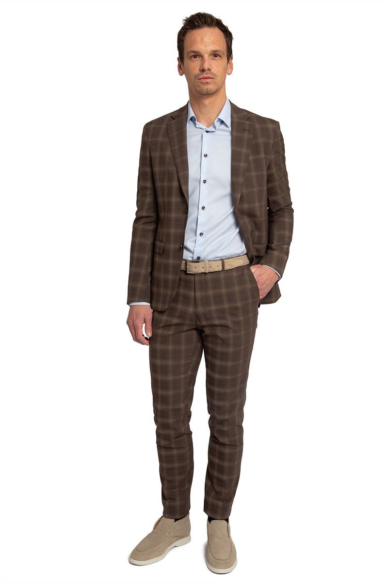 Suitable Strato Toulon Suit Wolle Kariert Braun - Größe 54 günstig online kaufen