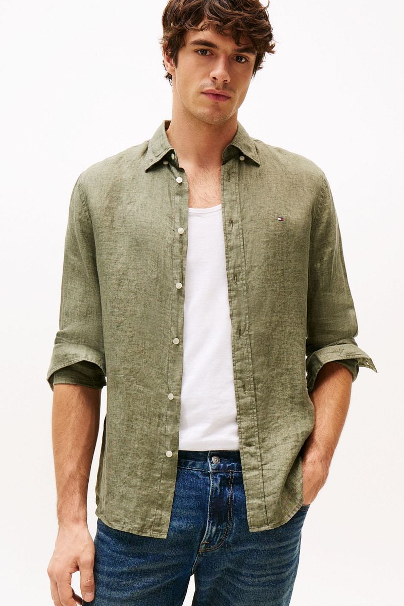 Tommy Hilfiger Overhemd Linnen Army