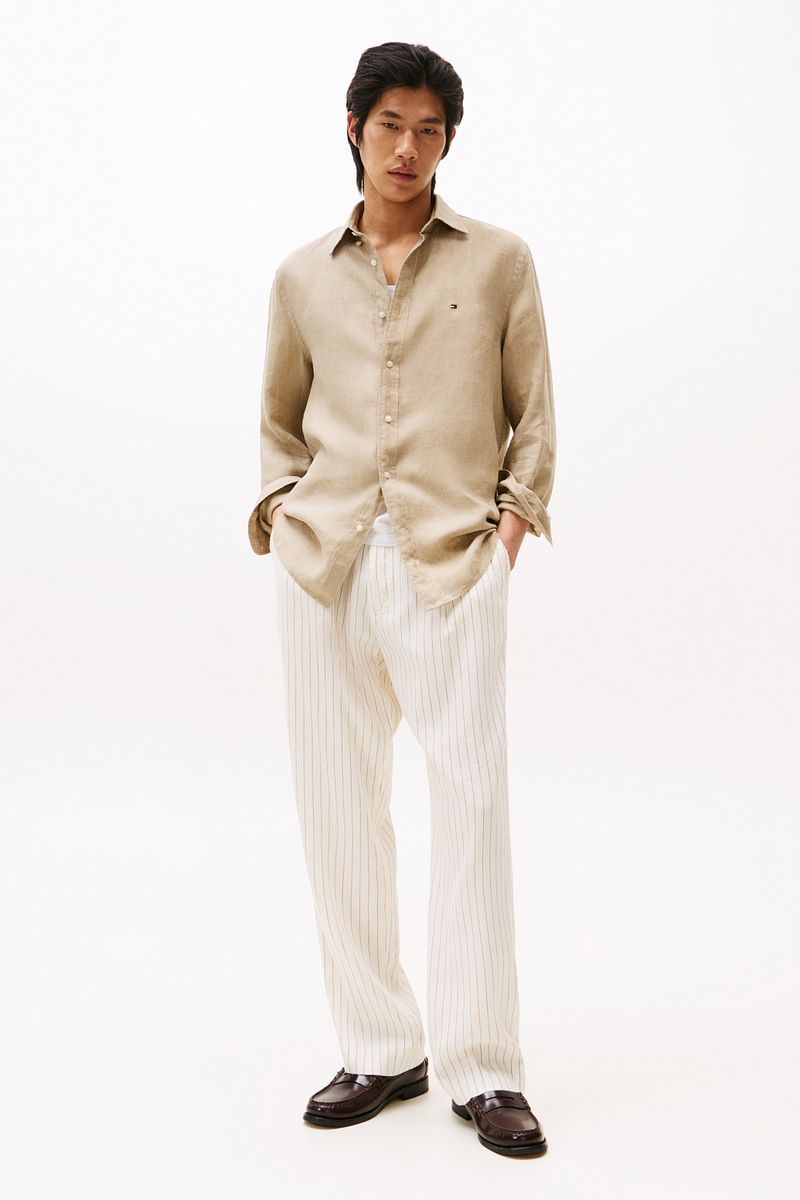 Tommy Hilfiger Overhemd Linnen Sandalwood