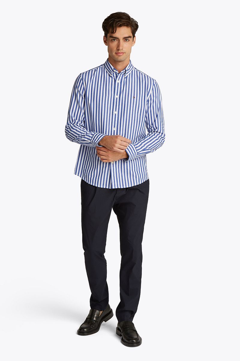 Tommy Hilfiger Poplin Hemd Streifen Blau - Größe XL günstig online kaufen