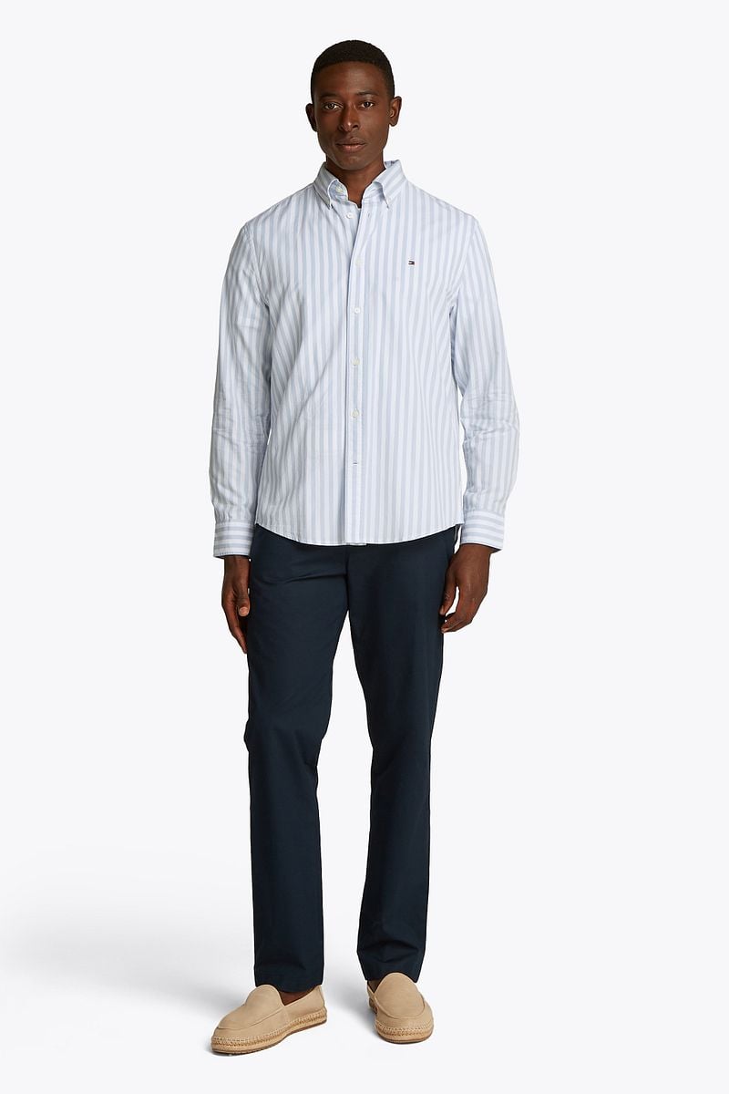 Tommy Hilfiger Poplin Hemd Streifen Hellblau - Größe XL günstig online kaufen