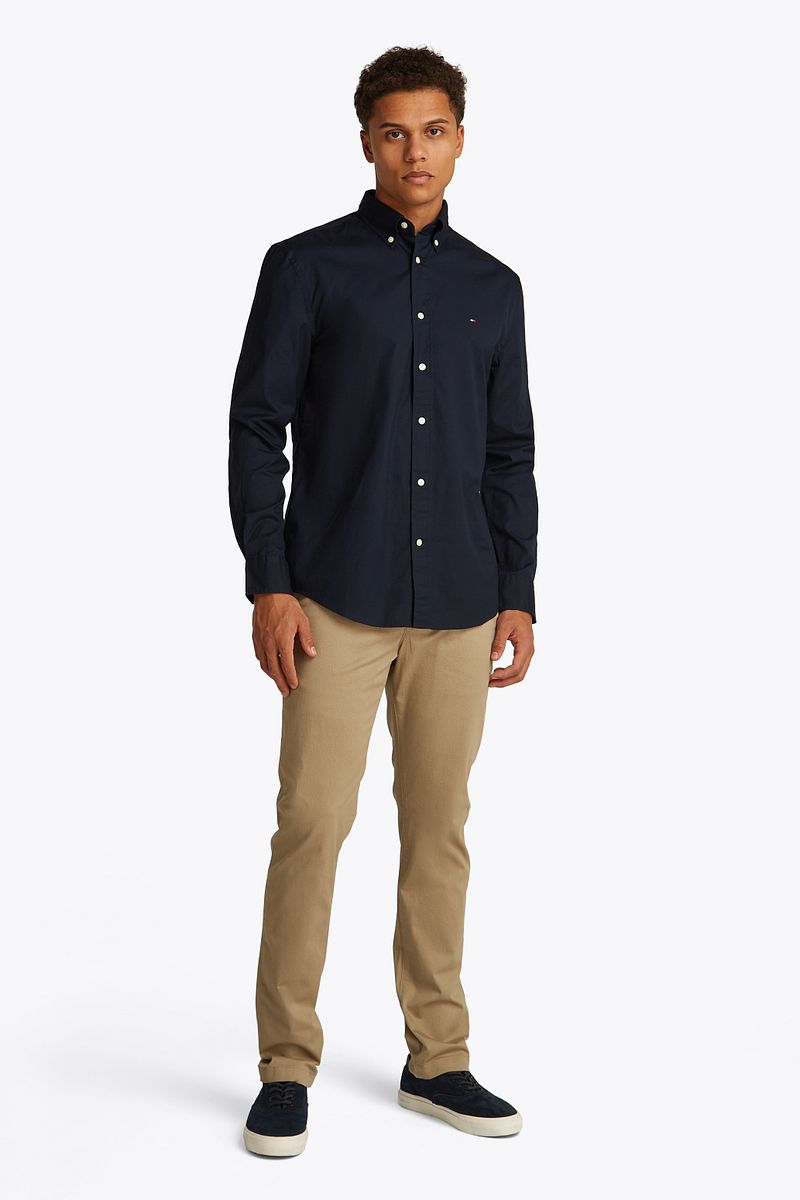 Tommy Hilfiger Poplin Overhemd Flex Navy