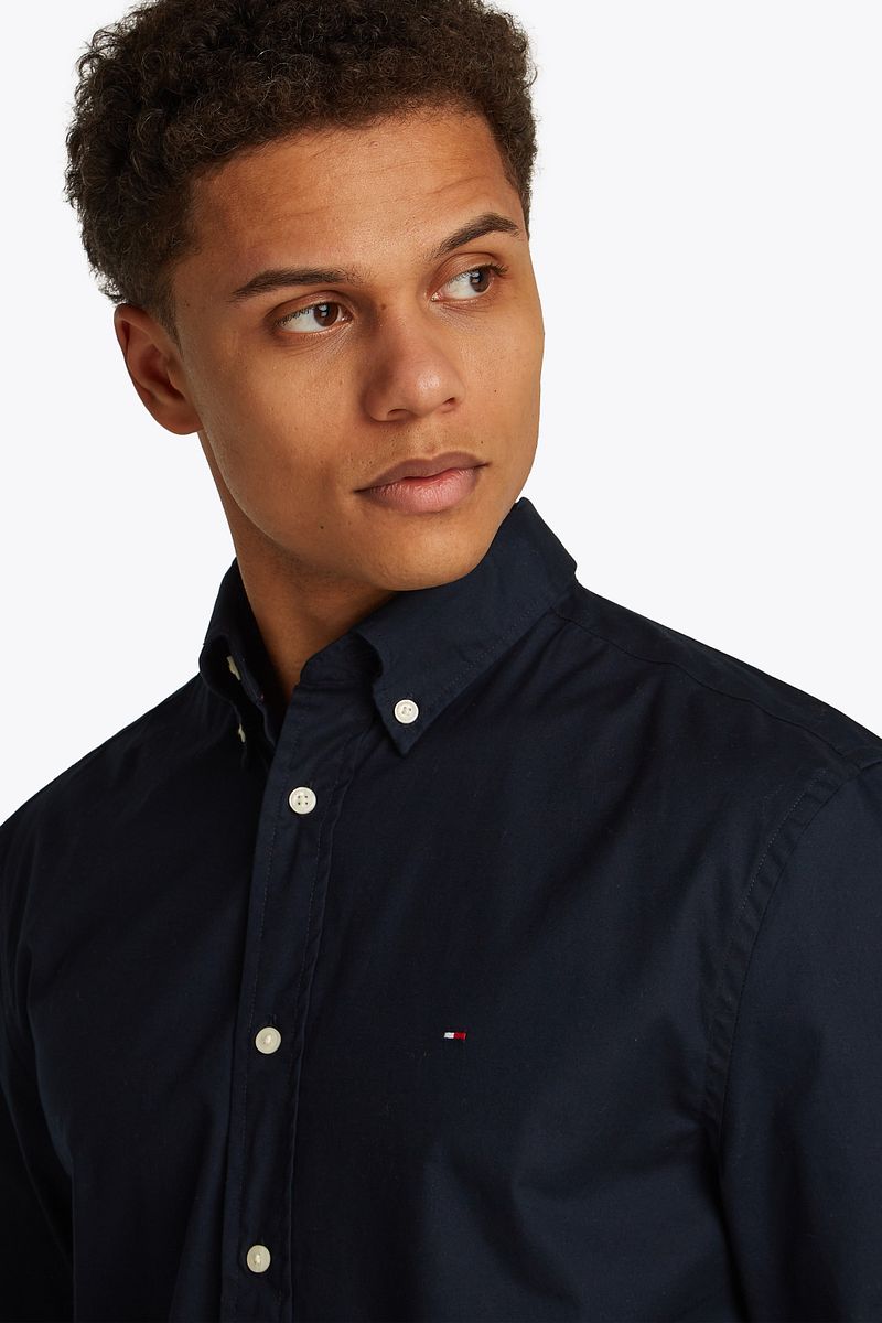 Tommy Hilfiger Poplin Overhemd Flex Navy