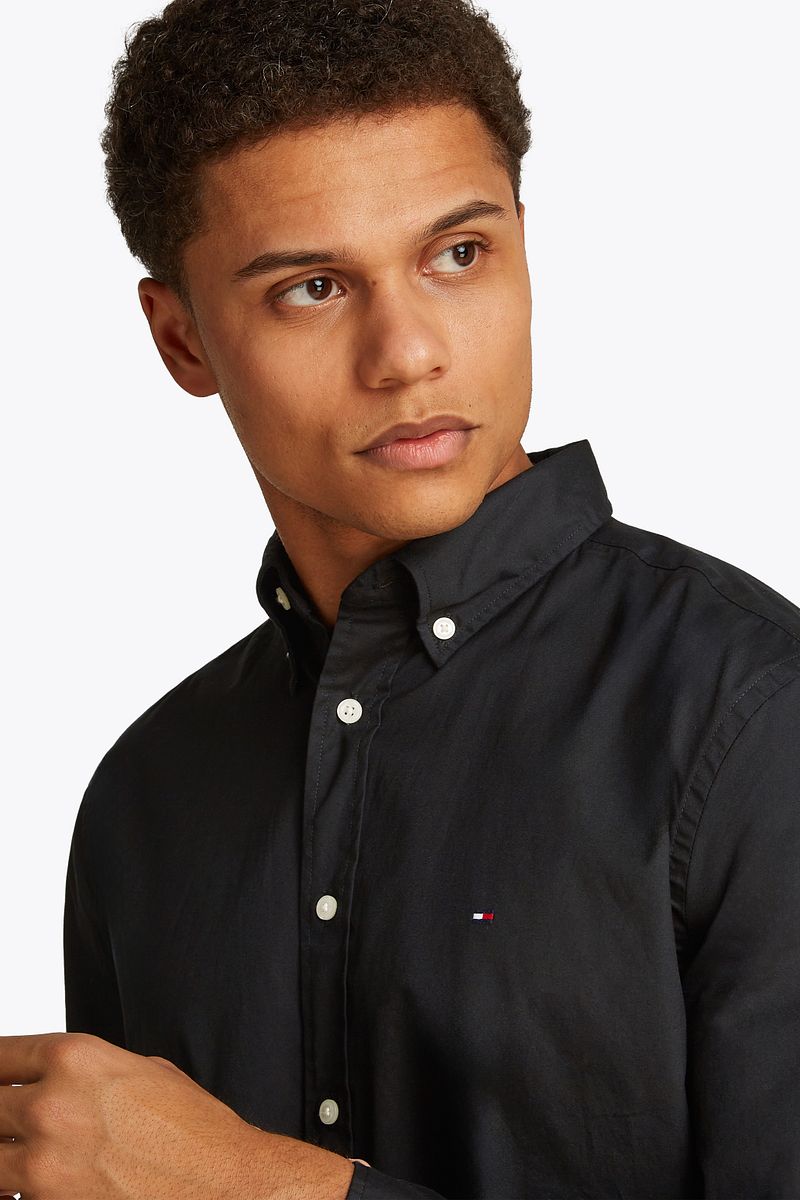 Tommy Hilfiger Poplin Overhemd Flex Zwart