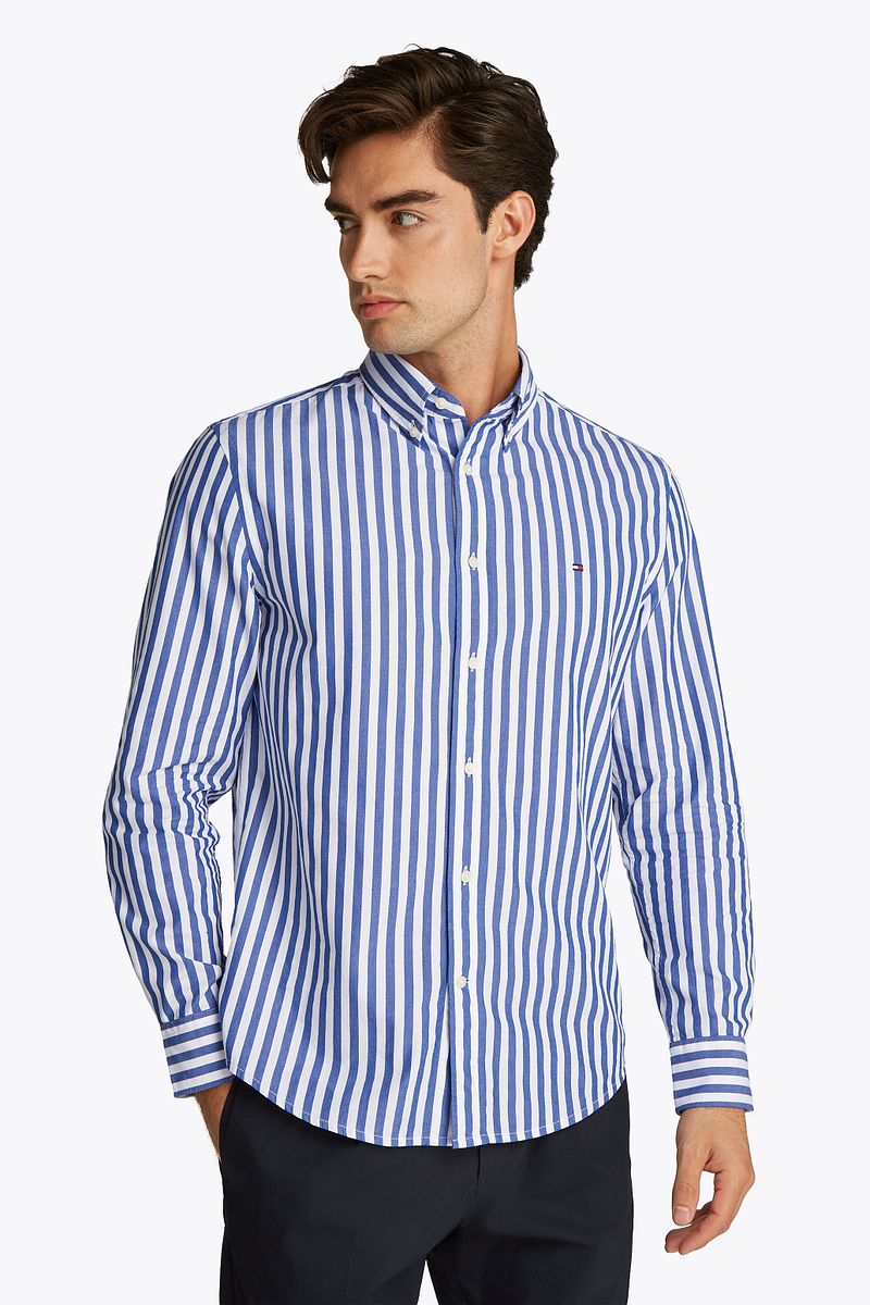 Tommy Hilfiger Poplin Overhemd Streep Blauw