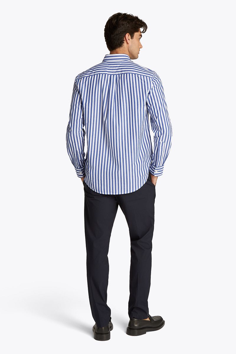 Tommy Hilfiger Poplin Overhemd Streep Blauw