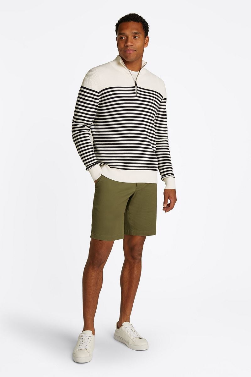 Tommy Hilfiger Racking Half-Zip Structure Streep Wit Navy