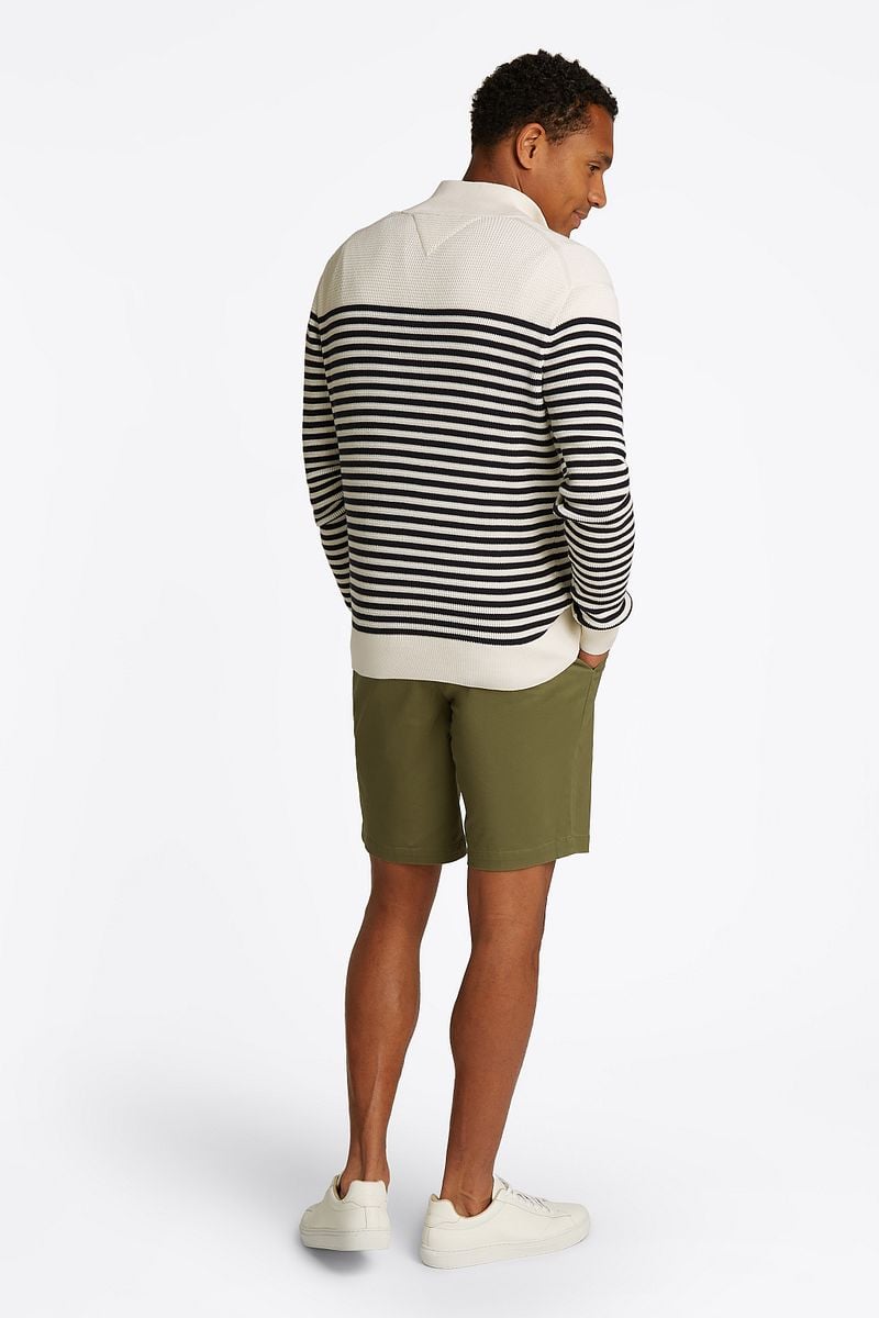 Tommy Hilfiger Racking Half-Zip Structure Streep Wit Navy