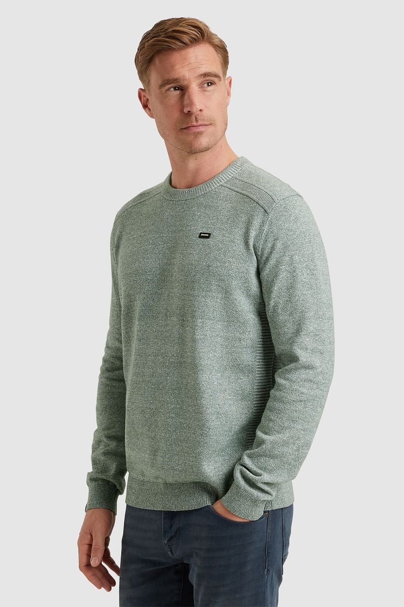 Vanguard Pullover Leinen Blend Melange Grün - Größe XL günstig online kaufen