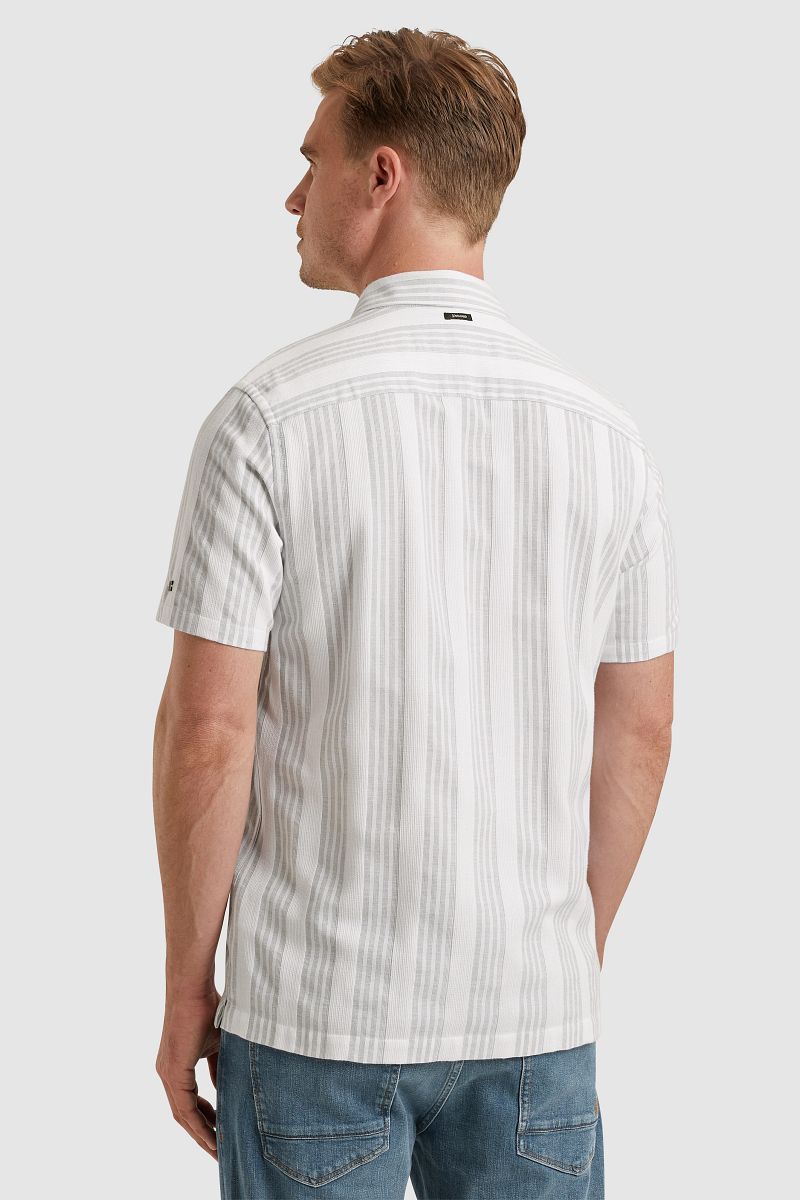 Vanguard Short Sleeve Overhemd Dobby Streep Groen