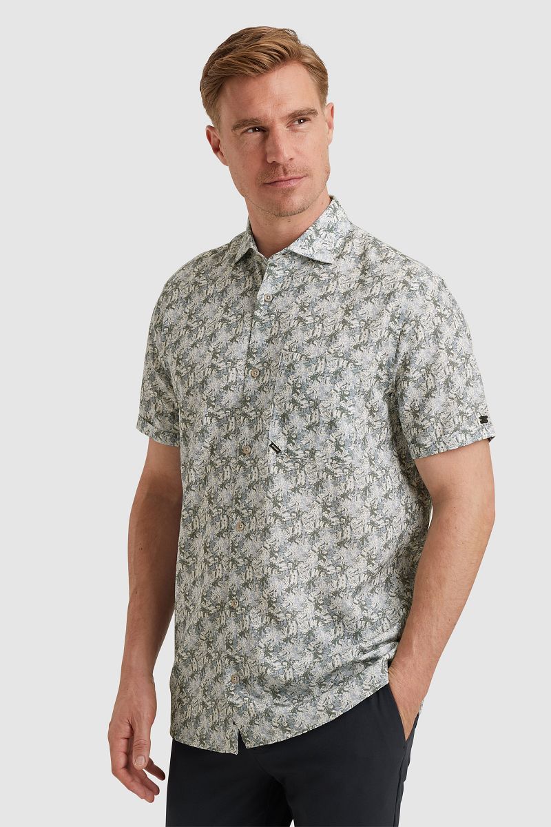 Vanguard Short Sleeve Overhemd Print Blauw Groen