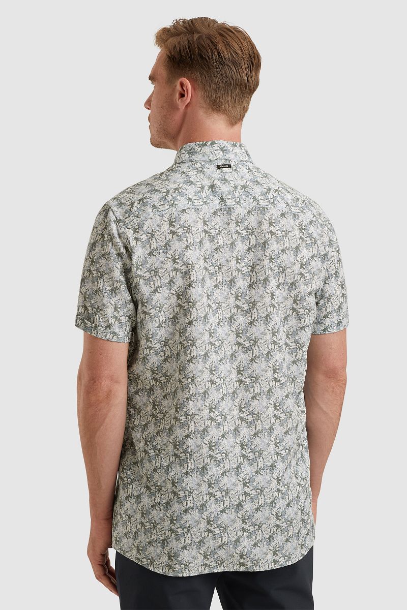 Vanguard Short Sleeve Overhemd Print Blauw Groen