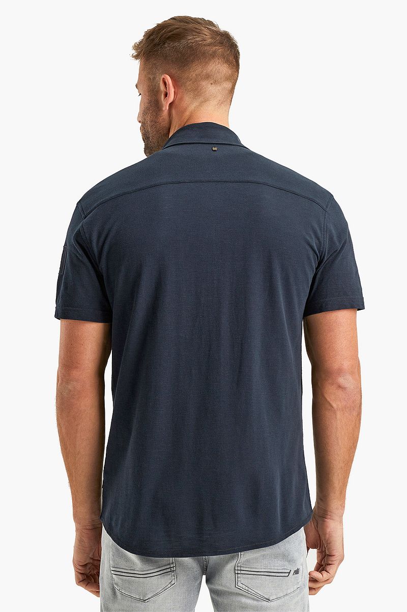 PME Legend Short Sleeve Overhemd Jersey Piqué Navy