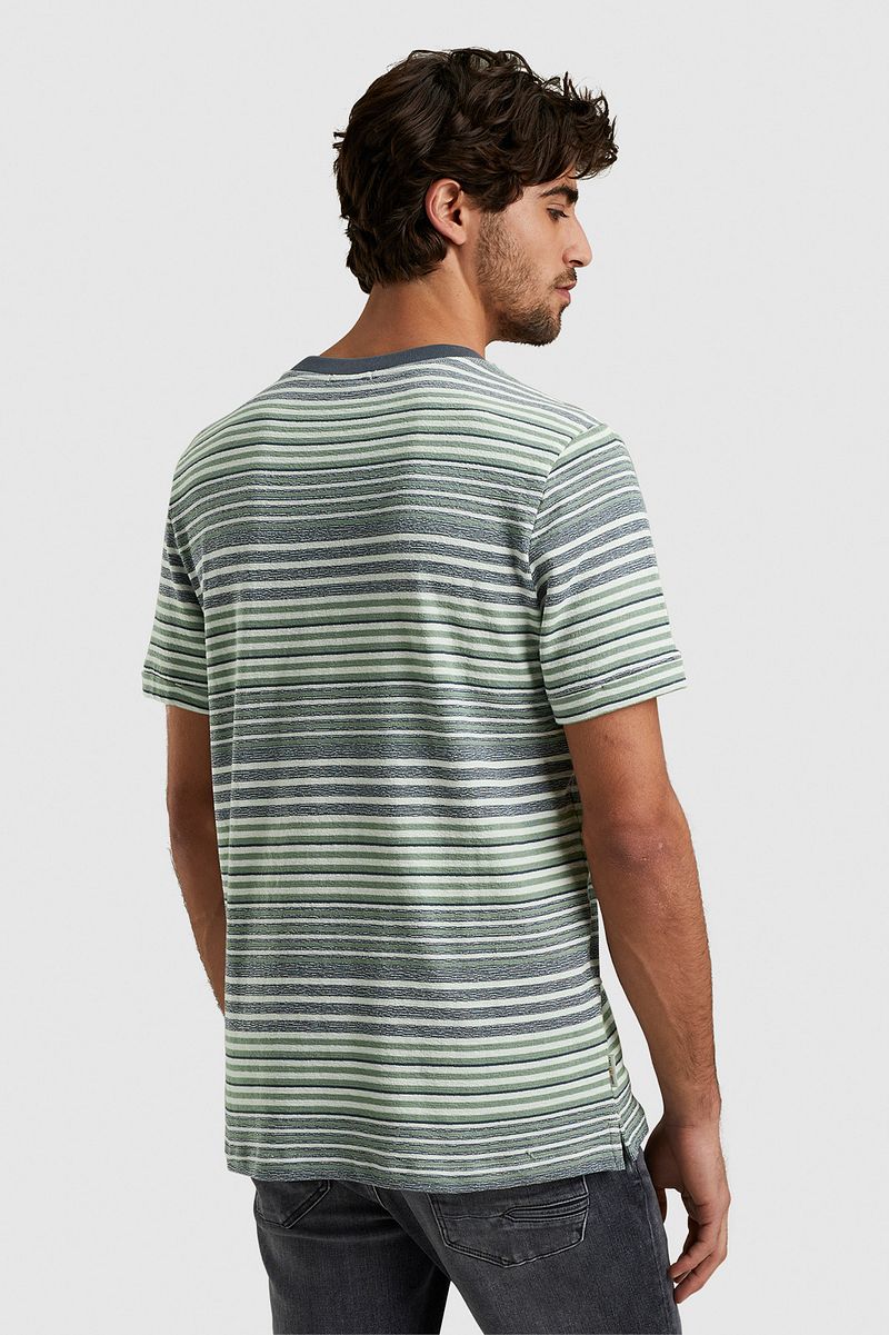 Cast Iron T-shirt Strepen Blauw Groen