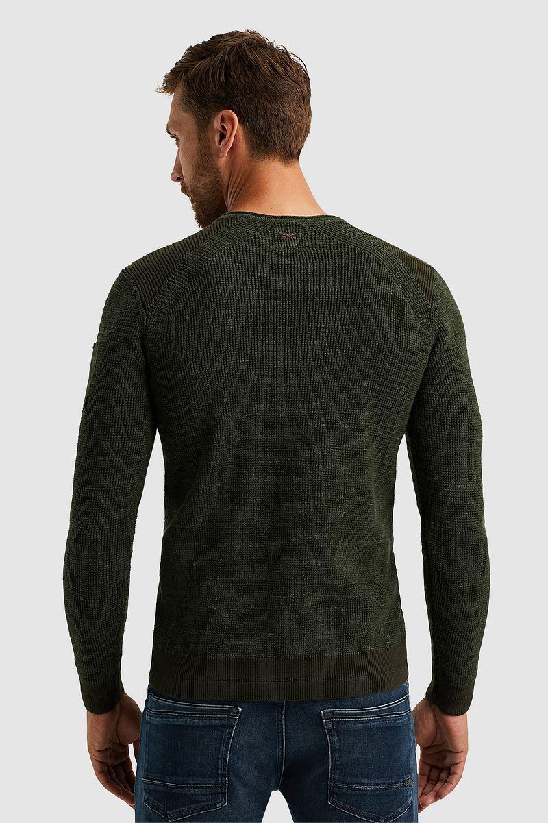 PME Legend Trui Rib Melange Donkergroen