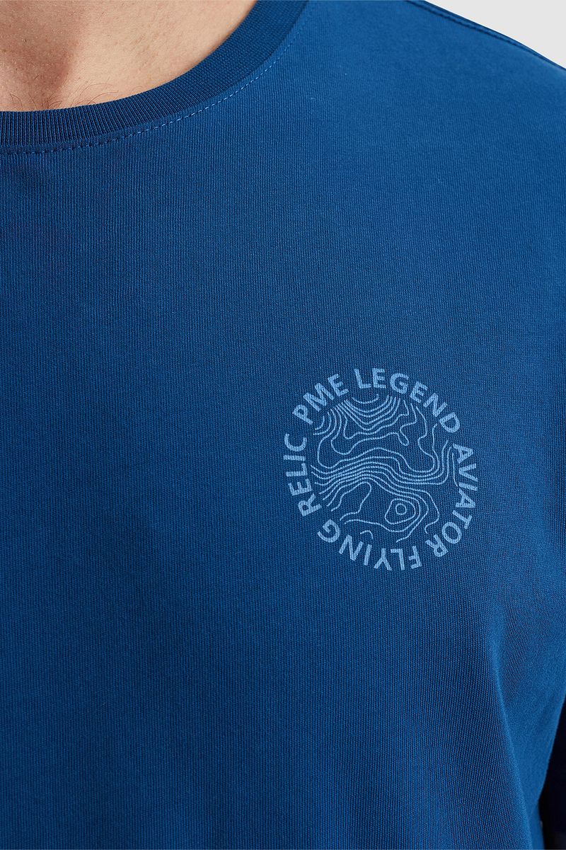 PME Legend Single Jersey T-Shirt Print Blauw