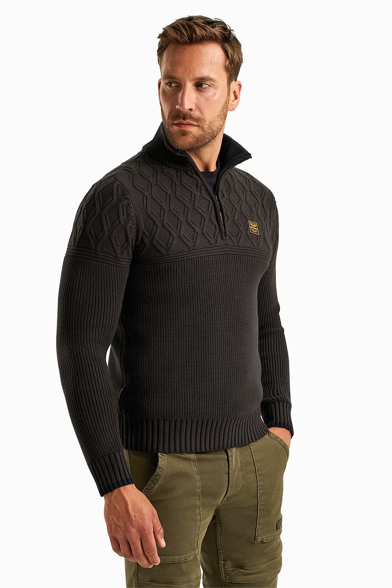 PME Legend Knitted Half Zip Pullover Schwarz - Größe 3XL günstig online kaufen