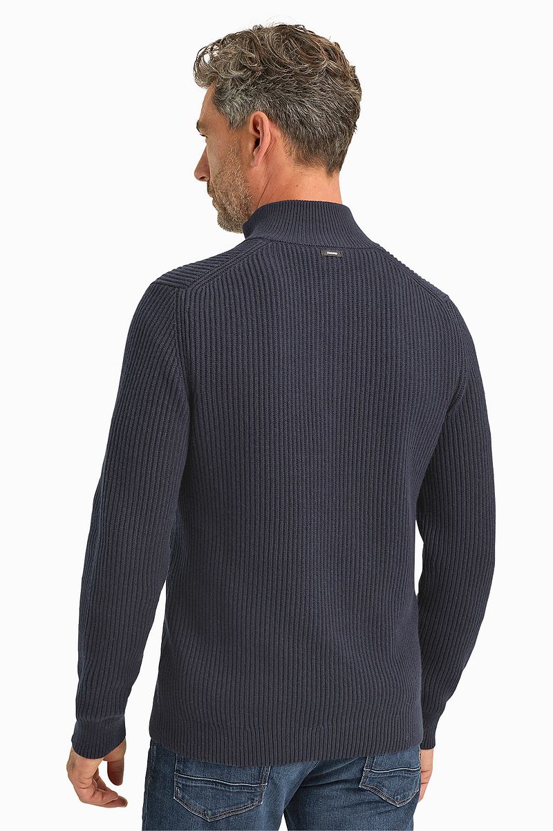 Vanguard Trui Half Zip Structuur Wolmix Navy