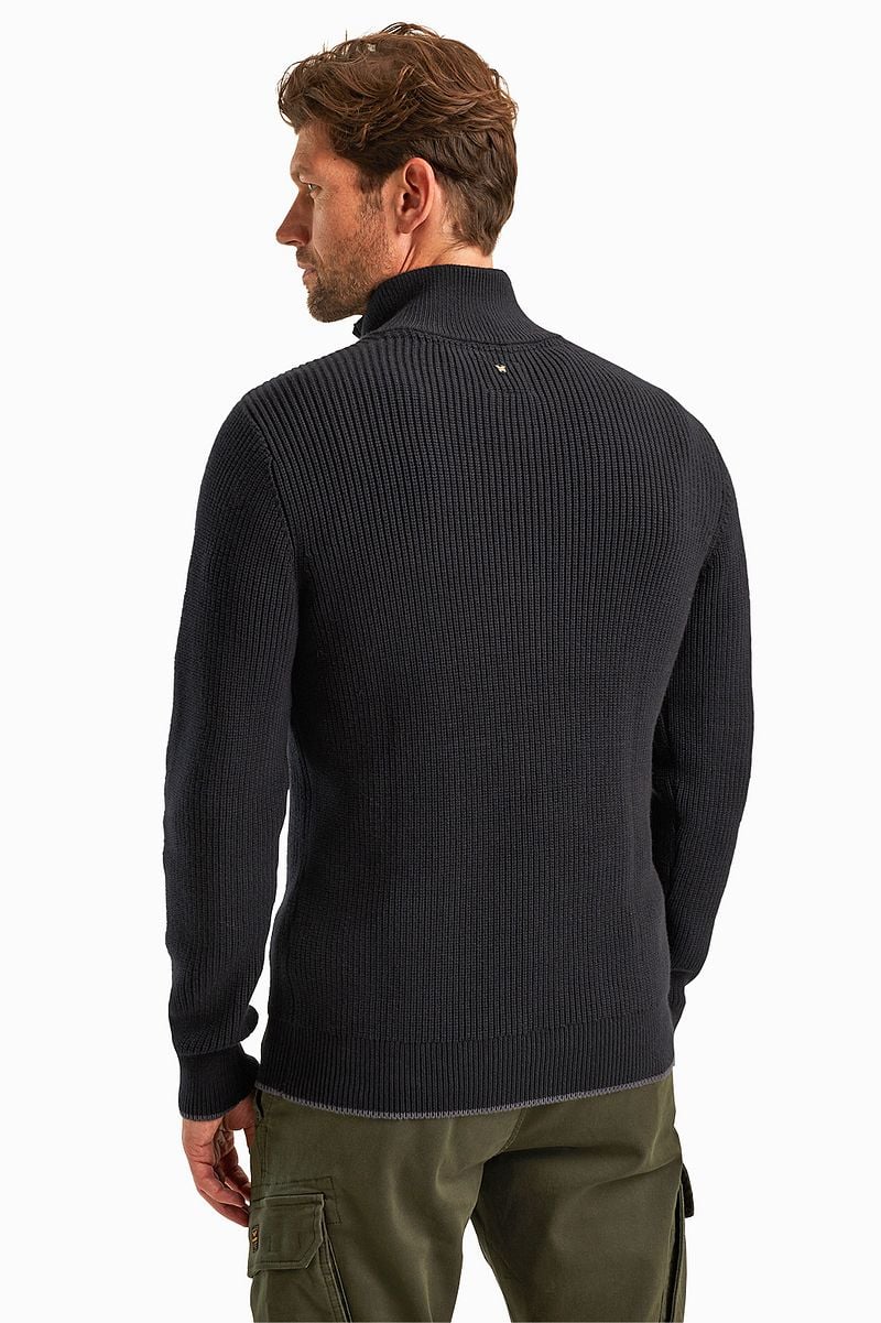 PME Legend Knitted Half Zip Trui Cable Zwart