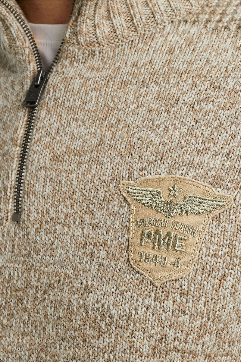 PME Legend Wolblend Half Zip Trui Ecru
