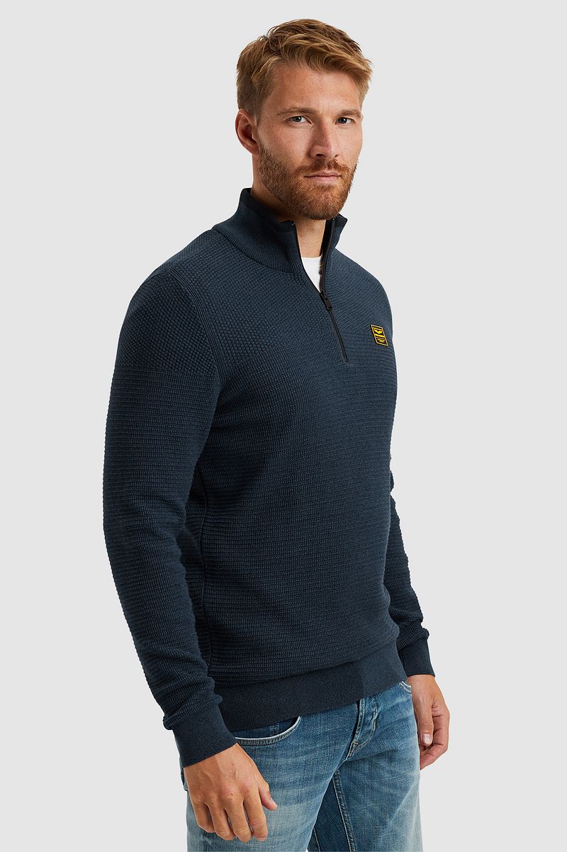 PME Legend Half Zip Sweater Mouliné Navy - Größe L günstig online kaufen